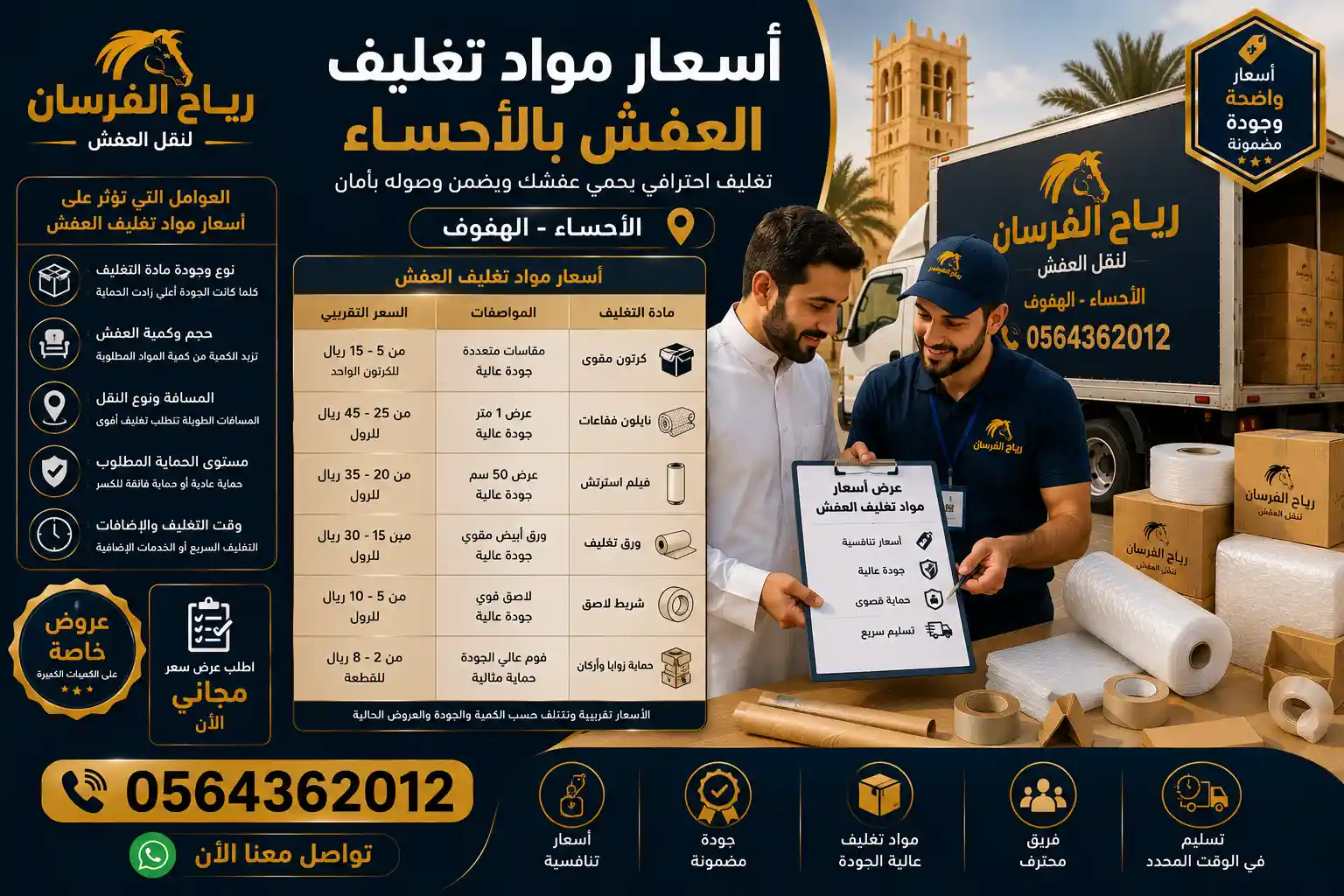 تكلفة مواد تغليف الأثاث ضمن أسعار النقل