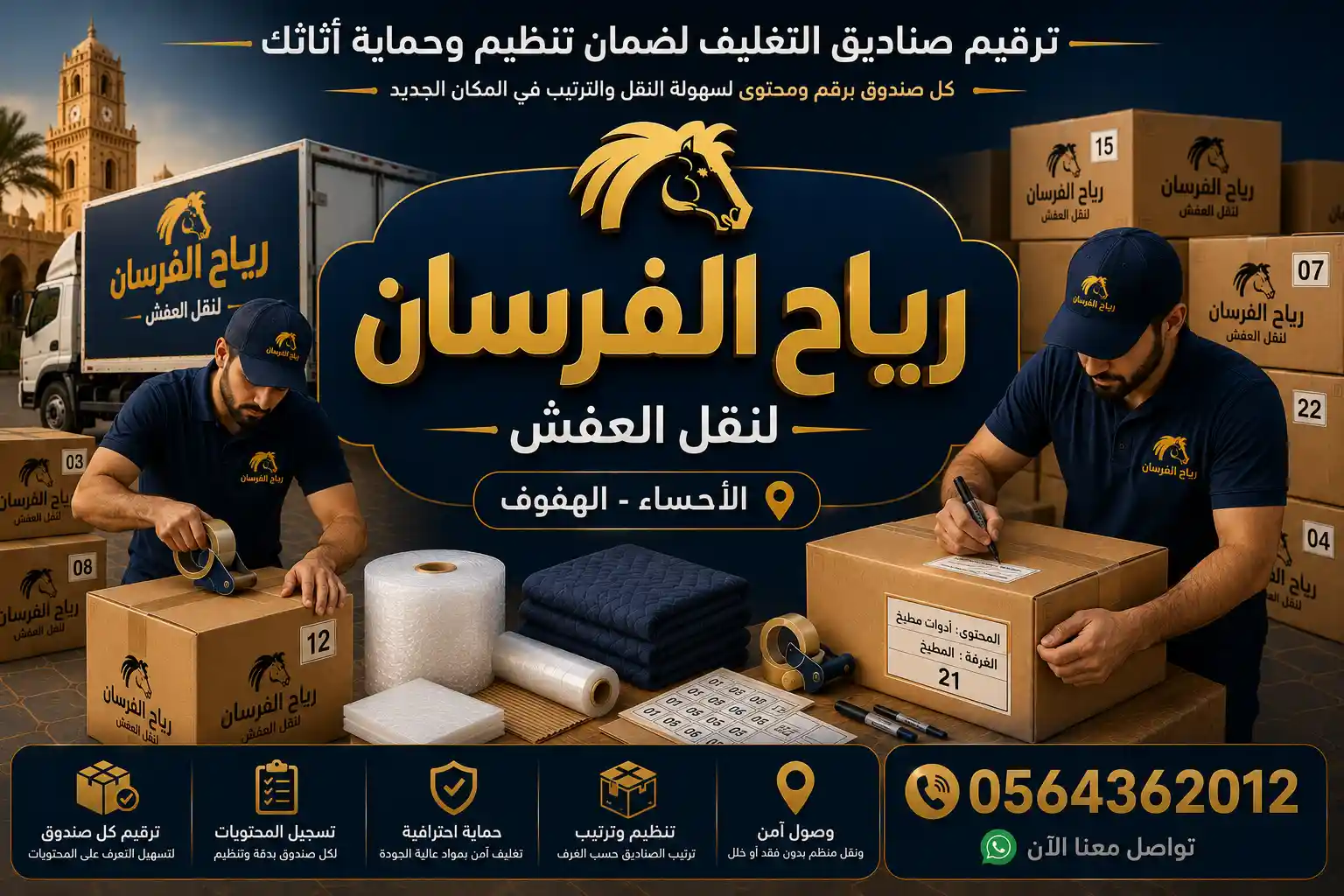 ترقيم وتوسيم صناديق التغليف حسب الغرفة والمحتوى